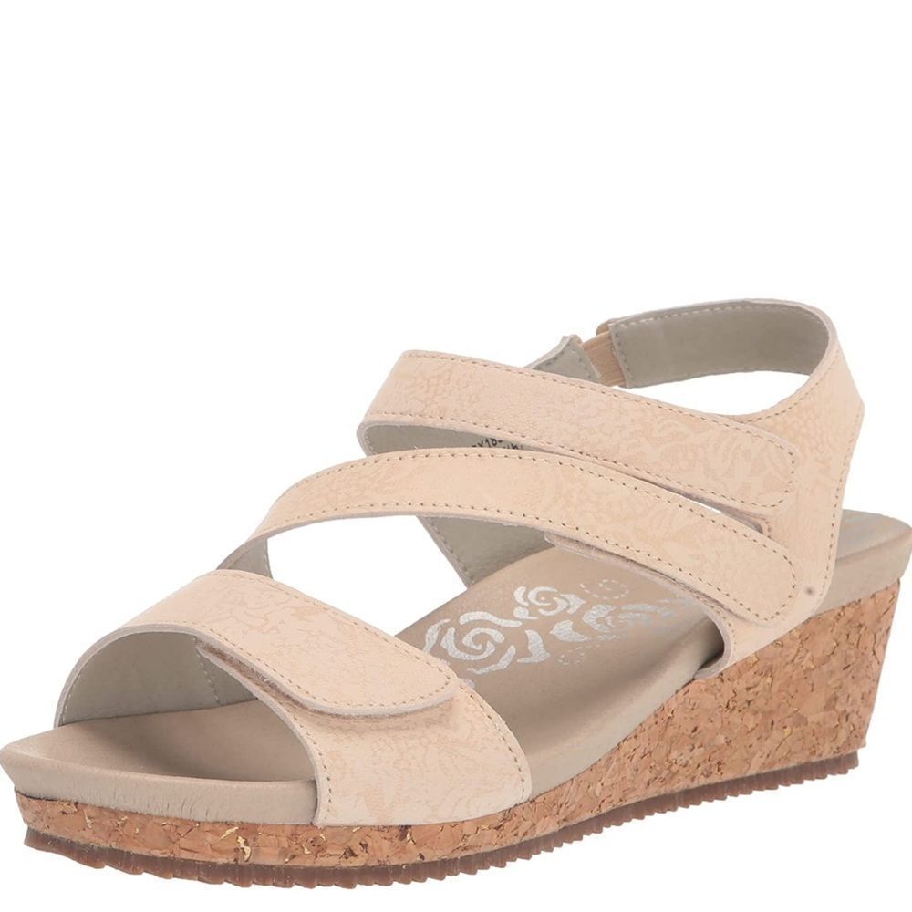 Propet Beige Cork Wedge Sandals
